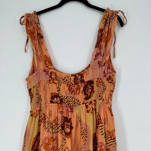 Free People Vernon Mini Dress Sleeveless Tie Shoulder Floral Pockets New Medium - Picture 3 of 14